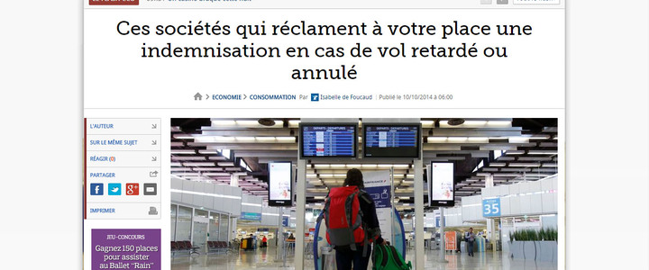 Le Figaro : Ces sociétés qui réclament à votre place une indemnisation en cas de vol retardé ou annulé