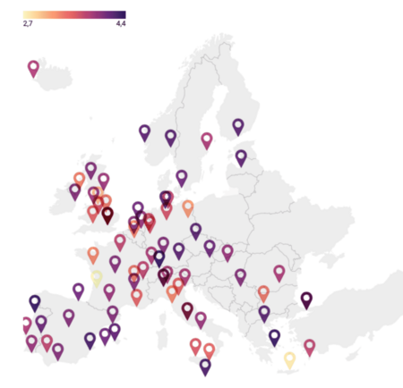 Carte des pires et des meilleurs aéroports en Europe